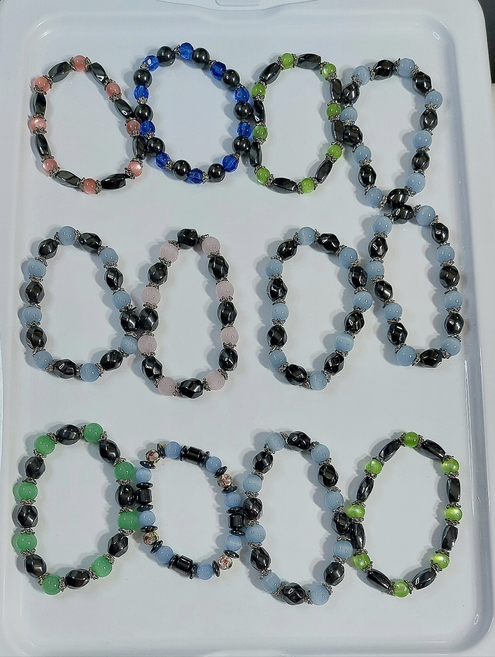 12 Magnetic Hematite Beaded Bracelets